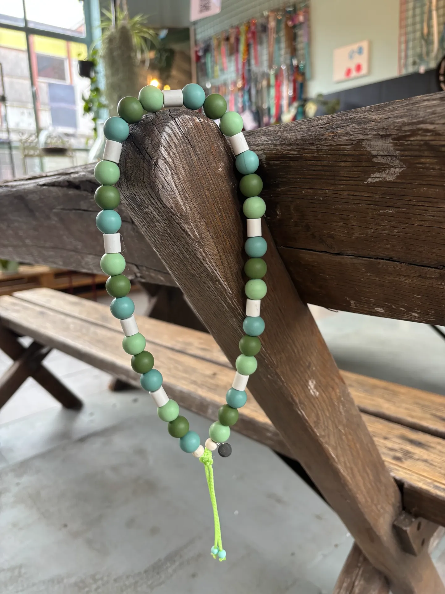 EM Siliconen stock halsband groen-blauw