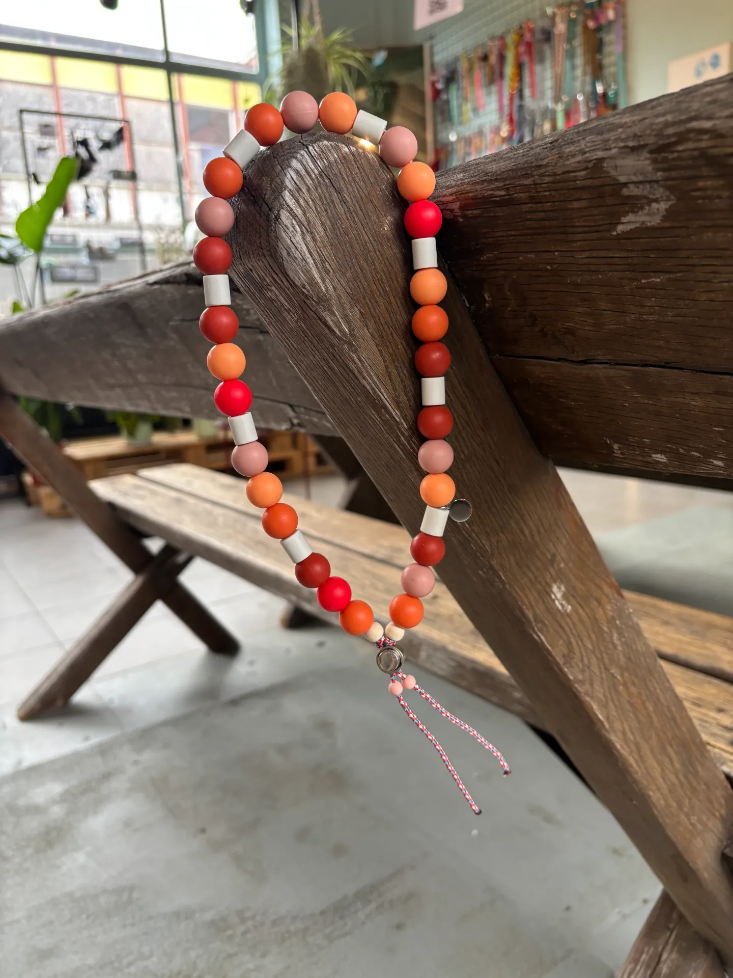 EM Siliconen stock halsband rood-oranje
